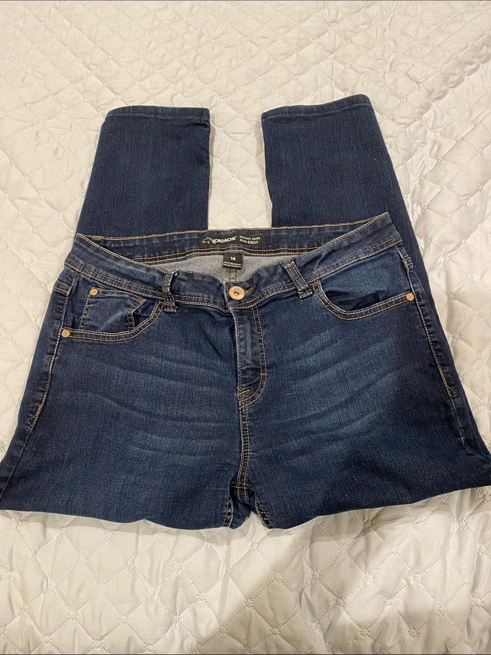 Dark Blue Women’s Stretch Denim Jeans by Jordache. Size 14